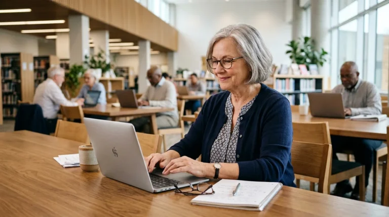 Senior confidently mastering everyday Mac computer tasks